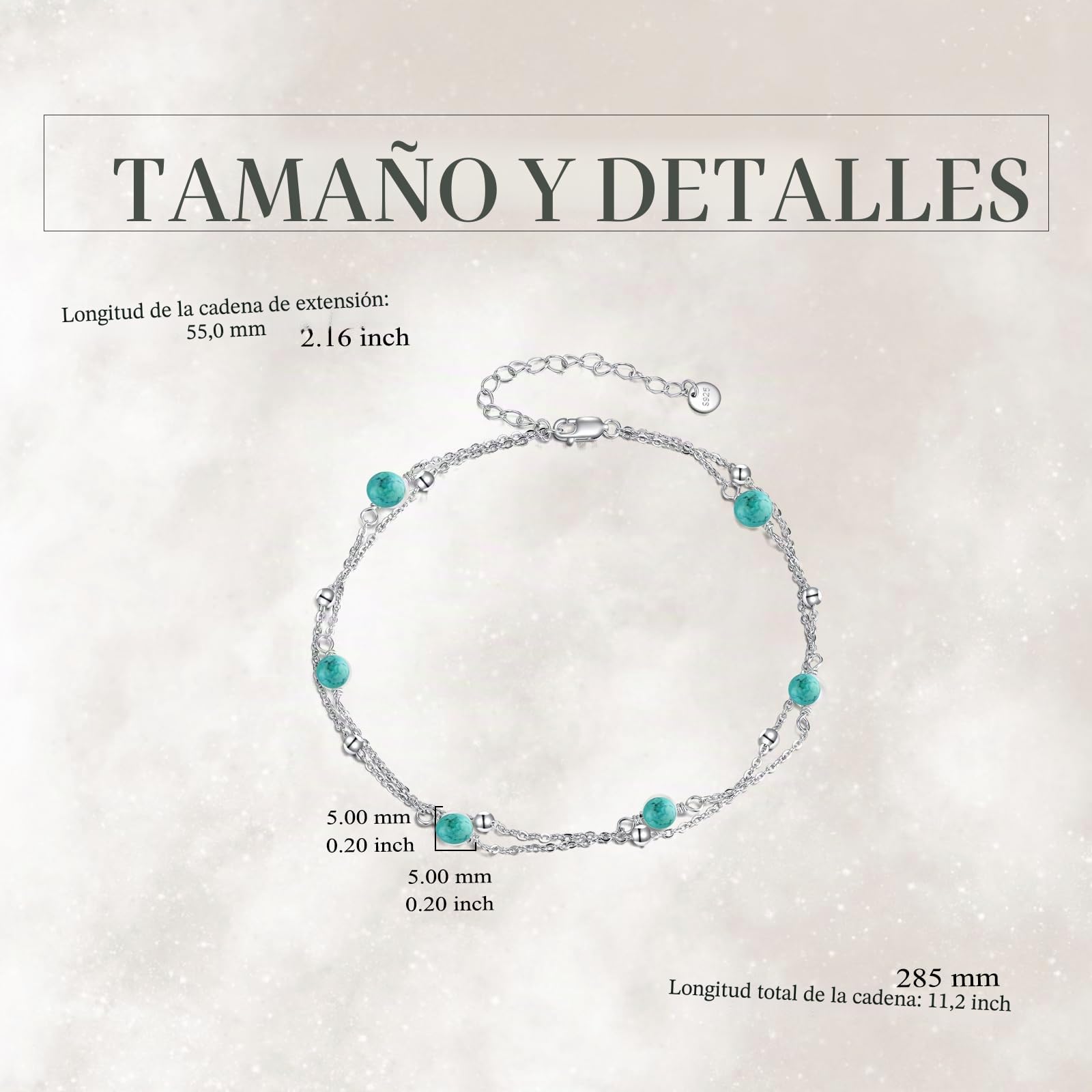 YFN Tobillera de perlas para mujer, plata de ley 925, ajustable, con cuentas de perlas en capas, pulsera de tobillo para playa, regalo de joyería