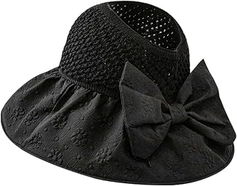 Sun Hat for Women, Wide Brim Roll-up Summer Ponytail Cap