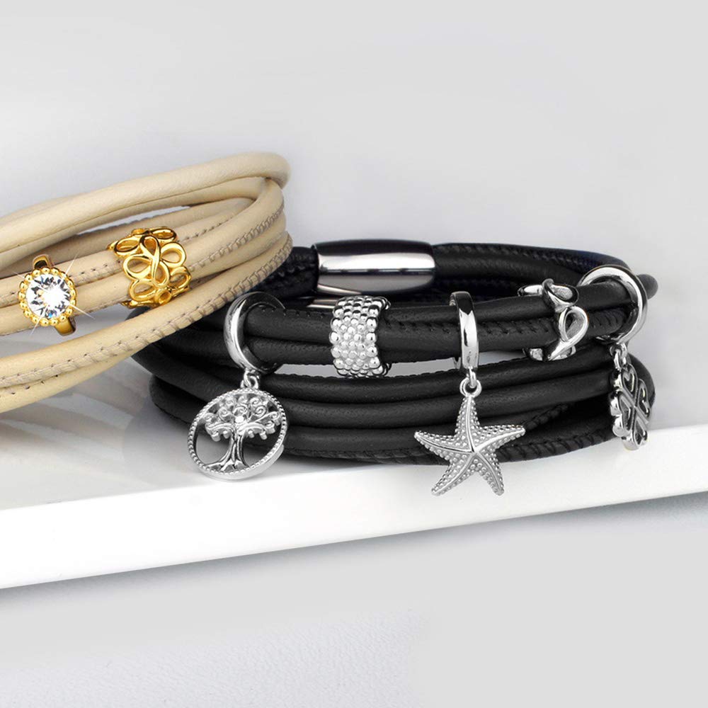CHAMOON® Charms 925 Sterling Silber Schmuck-Anhänger für CHAMOON Damen Lederarmbänder | Charms sitzen rutschfest auf dem Armband | Rhodinierung schützt vor Verfärbung & sorgt für tollen Glanz