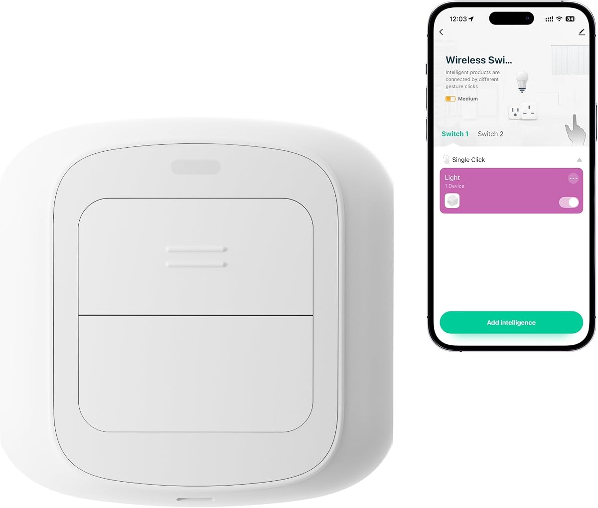 Interruptor de Escena Inteligente Wi-Fi de 2 Llaves, Interruptor de Luz Remota de Pared Inalámbrica Nativa Tuya, Batería Alimentada con Presión Corta y Larga, No se Requiere Hub para Luces, Cortinas y Rutinas Inteligentes para el Hogar
