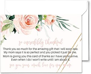 Graceful Floral Baby Shower Thank You Cards with Envelopes (25 Blank Note Cards) Baby Thank You Cards Blush and Gold - Cute Preprinted Message on Baby Girl Thank You Cards Notecard Set