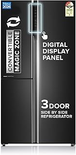 Haier SmartChoice 598L 3 Star 3-Door Side by Side Frost Free Refrigerator | Expert Inverter Technology | Digital Display P...