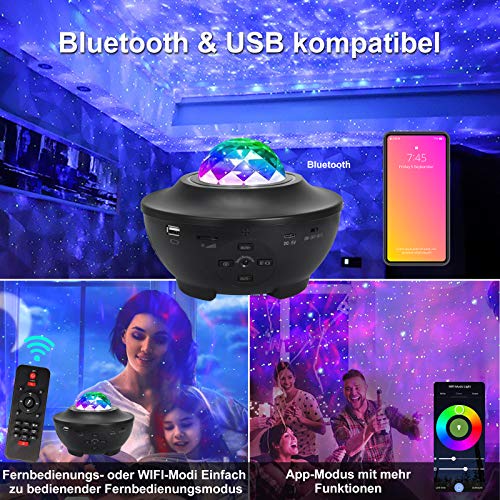 SHAWLAM Led-projector sterrenhemel, Galaxy Light projector met roterende watergolven. - Image 4