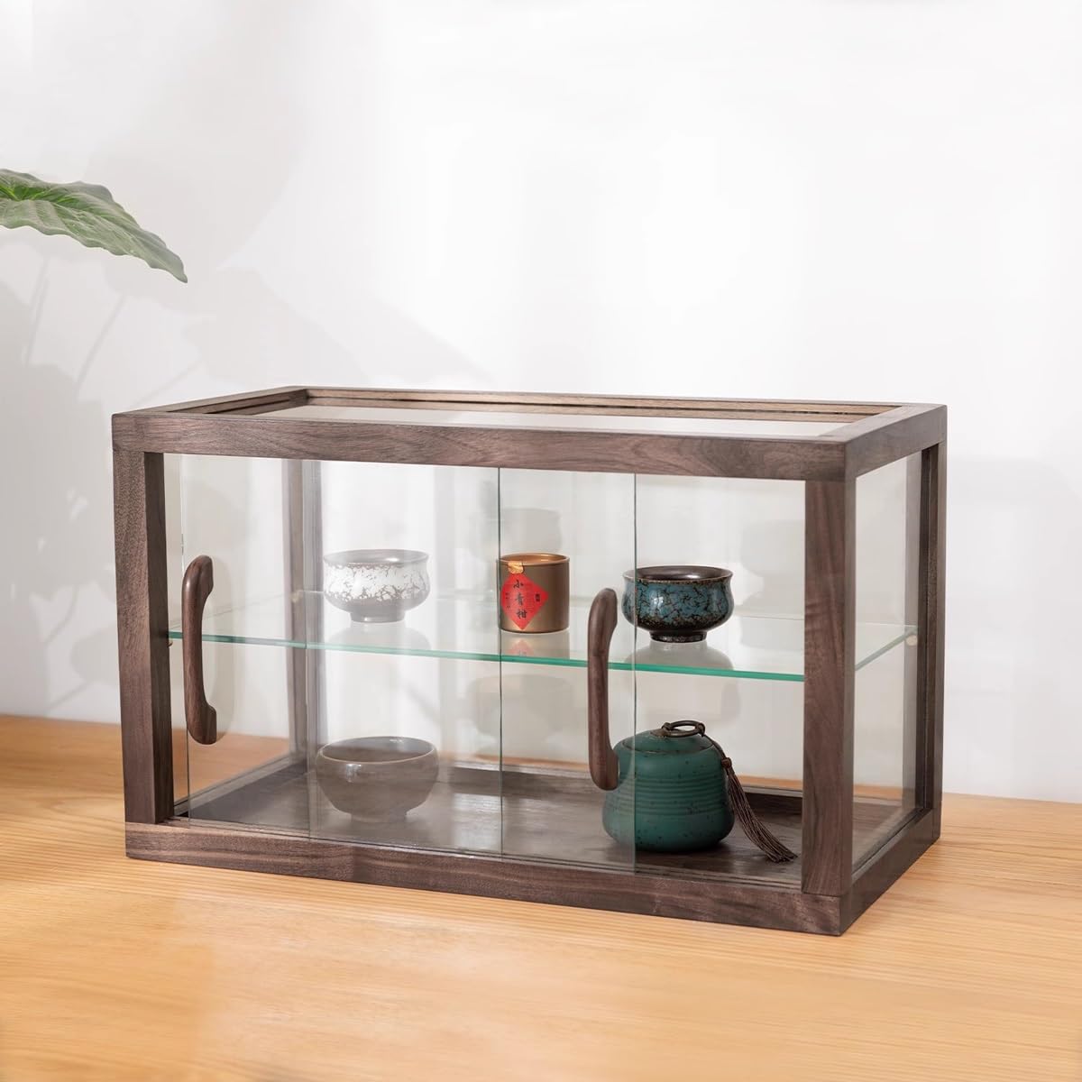 Vitrina de madera para pastelería, vitrina comercial de 2 niveles, vitrina de pasteles, coleccionables, vitrina de cristal