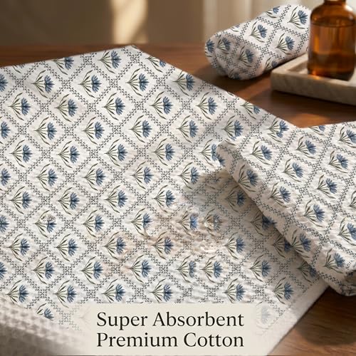 Image of Mafatlal Madhuban Quick Dry Cotton Set (1 Bath 147x76 cm + 2 Hand 76x38 cm) | 250 GSM | Hand Printed Floral | Lolite Color
