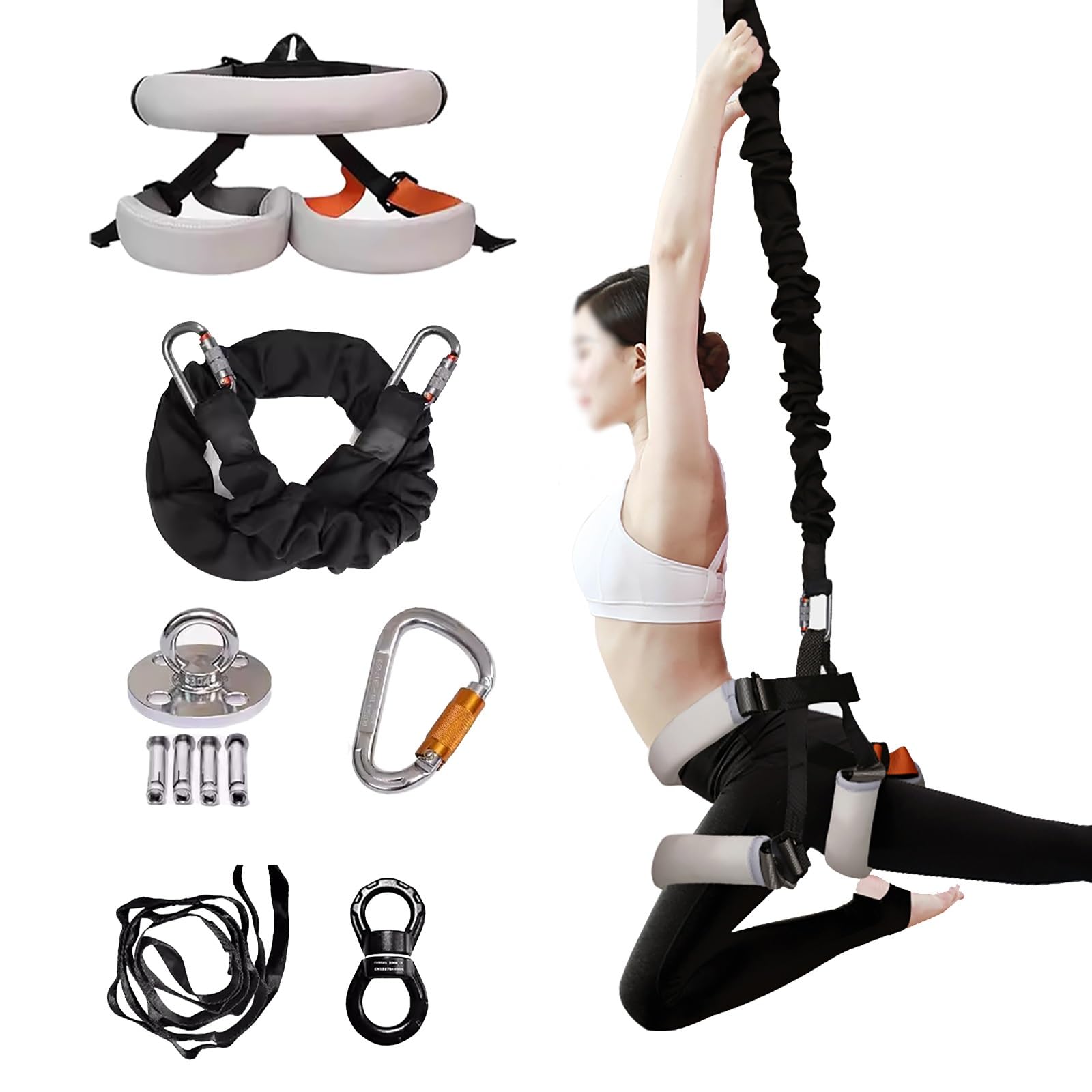 Yoga Bungee Cord Resistance Belt Set - Hanging Fitness Elastic Rope Kit for Improve Balance - Heavy Bungee