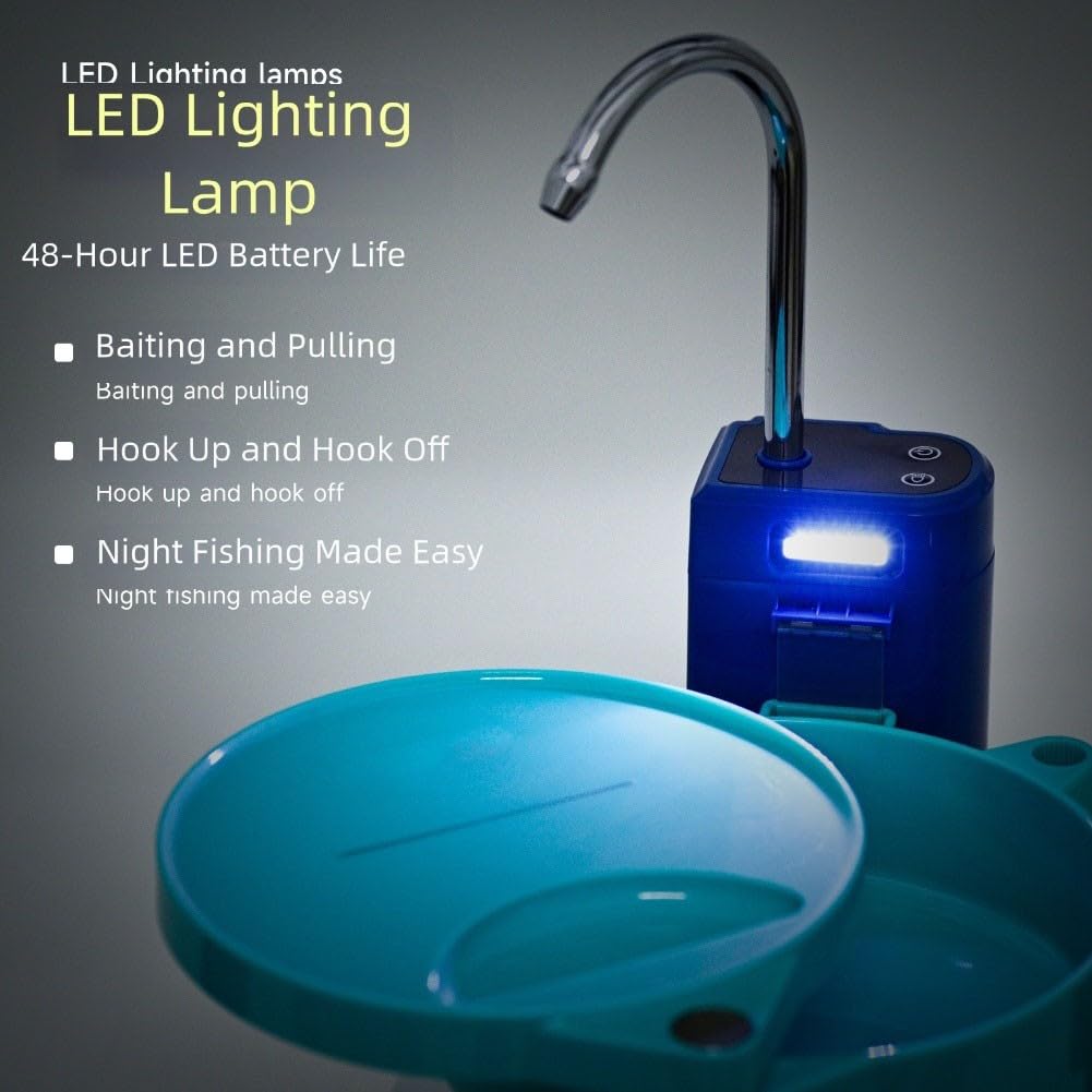 Aeratore ricaricabile da pesca 2200/4000 mAh, 3-5L/min AC/DC ossigenatore d'aria con luce LED per acquario, stagno, campeggio, doccia