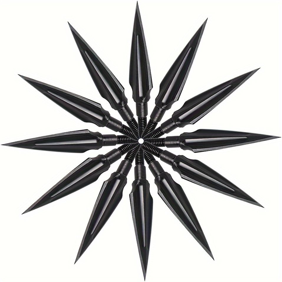 JIANZD 150 Grain Hunting Broadheads Stainless Deep Penetration, Razor Sharp, Solid and Double Removable Blades for Compound and Crossbow-12Pcs (Black-Groove)