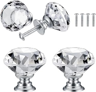 4 Pieces Furniture Buttons- 30mm | Cabinet Knobs Crystal Furniture Knob Handle Door Knob Closet Pull Handle Furniture Handle Knobs