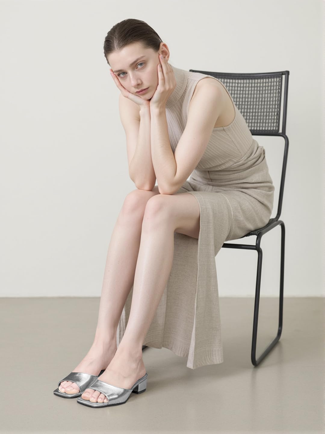 TNYNFBEB Womens Chunky Block Low Heel Open Toe Sandals Mules Shoes Slingback Prom Party Dress Basic Classic Summer 1.4 Inches Heels - Image 2