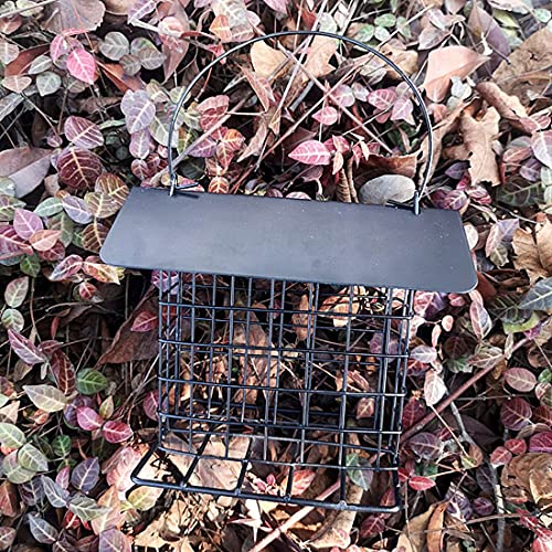 Outdoor Wild Bird Feeder Metal Opknoping Vogelvoederhuis Washable Zwart Small Regendicht Eekhoorn-proof Single Suet Cake… - Afbeelding 6