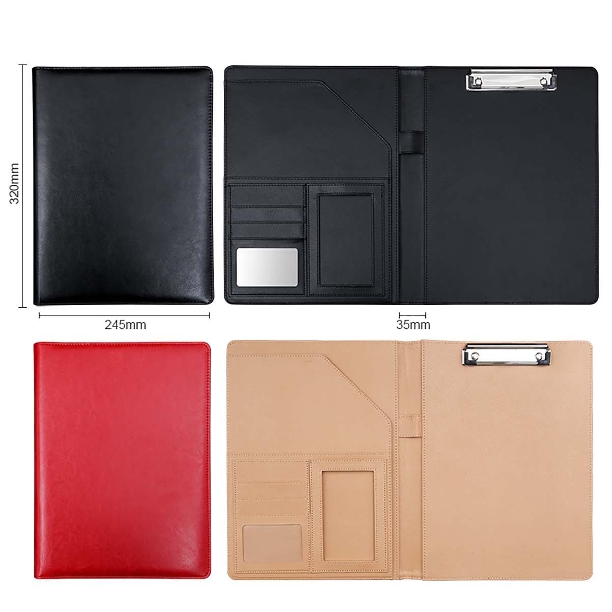 Raccoglitore di Portfolio, Cartella Portadocumenti A4 Padfolio con Blocchi for Appunti in Pelle PU Cartella Portadocumenti for conferenze aziendali Padfolio for Donne/Uomini(Brown)