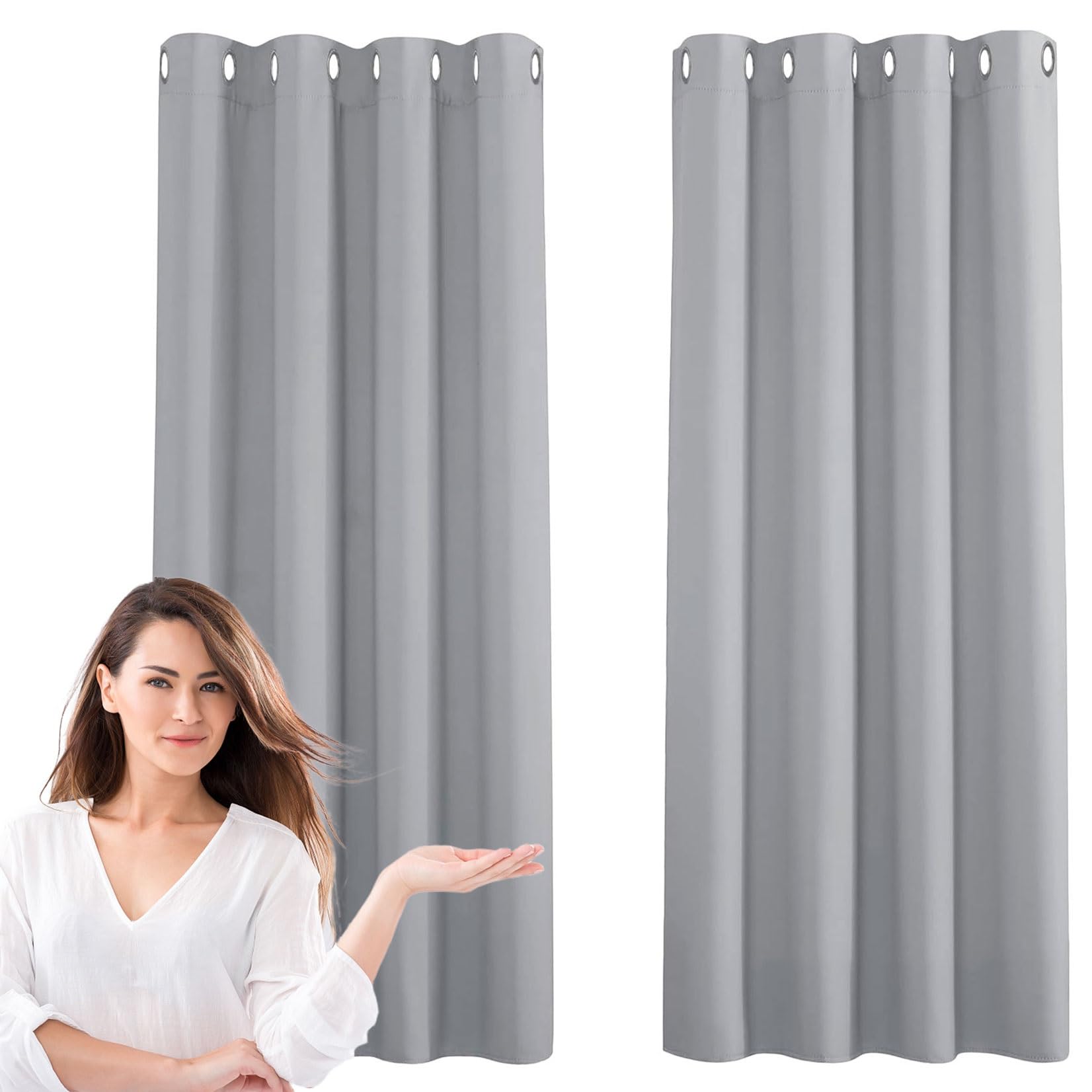 Rideau occultant 2 pièces 60x140 cm gris clair pour chambre
