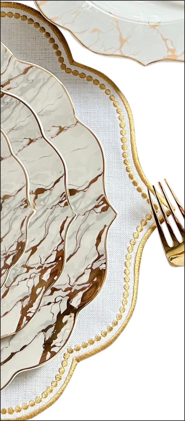 KONIGTUM - Juego de vajilla de porcelana de hueso de lujo de 24 piezas, servicio de cena para 6 personas, platos, cuencos, tazas - KOV-MA