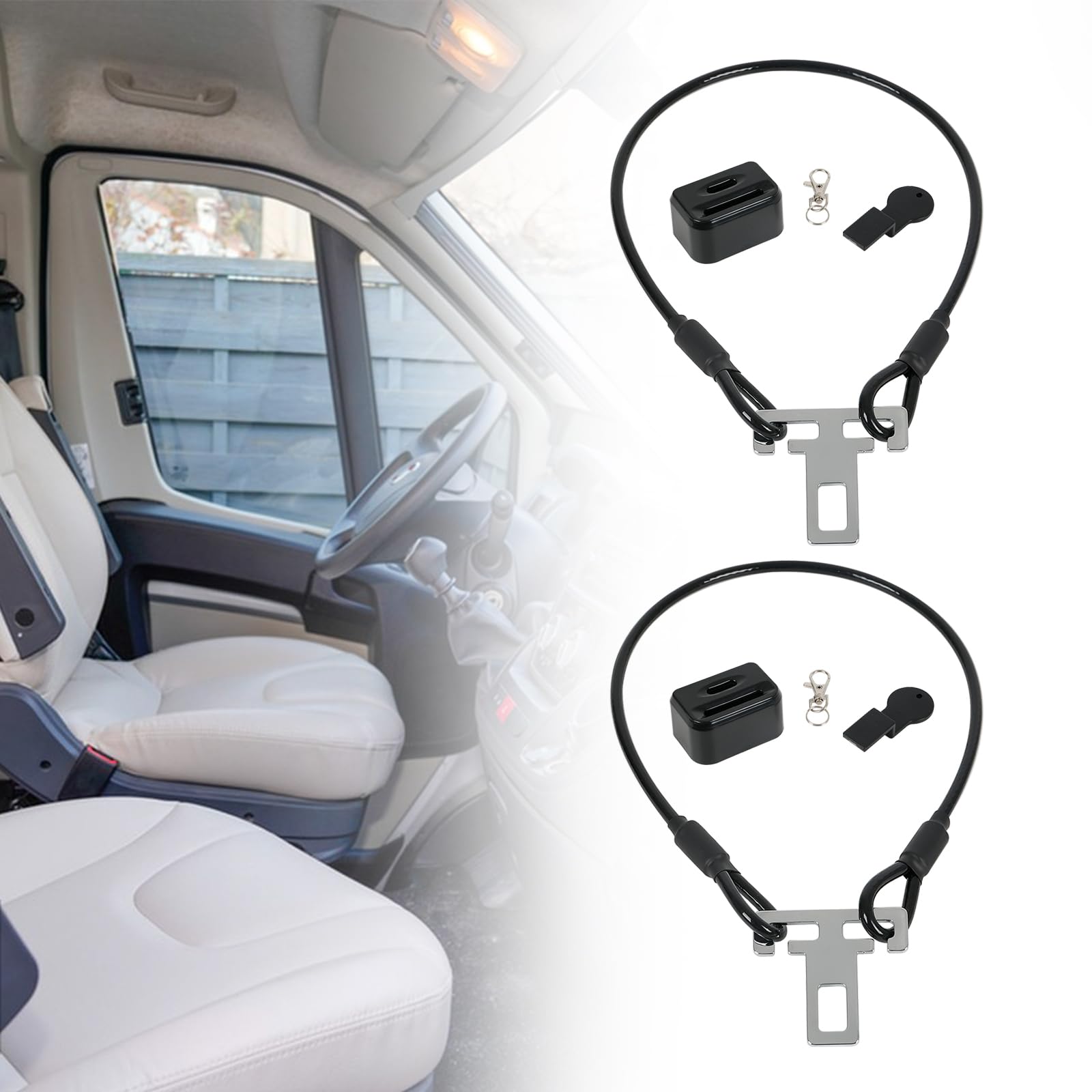 Lot de 2 serrures antivol de 60 cm - Protection anti-effraction - Protection anti-effraction - Serrure de porte coulissante pour caravanes, camping-cars, camionnettes, véhicules utilitaires (B)