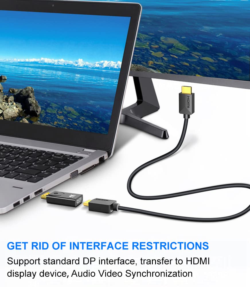 Mepsies Adattatore DisplayPort a HDMI 4K Convertitore DP a HDMI Adattatore DisplayPort Maschio to HDMI Femmina per PC, TV, Monitor e Proiettore