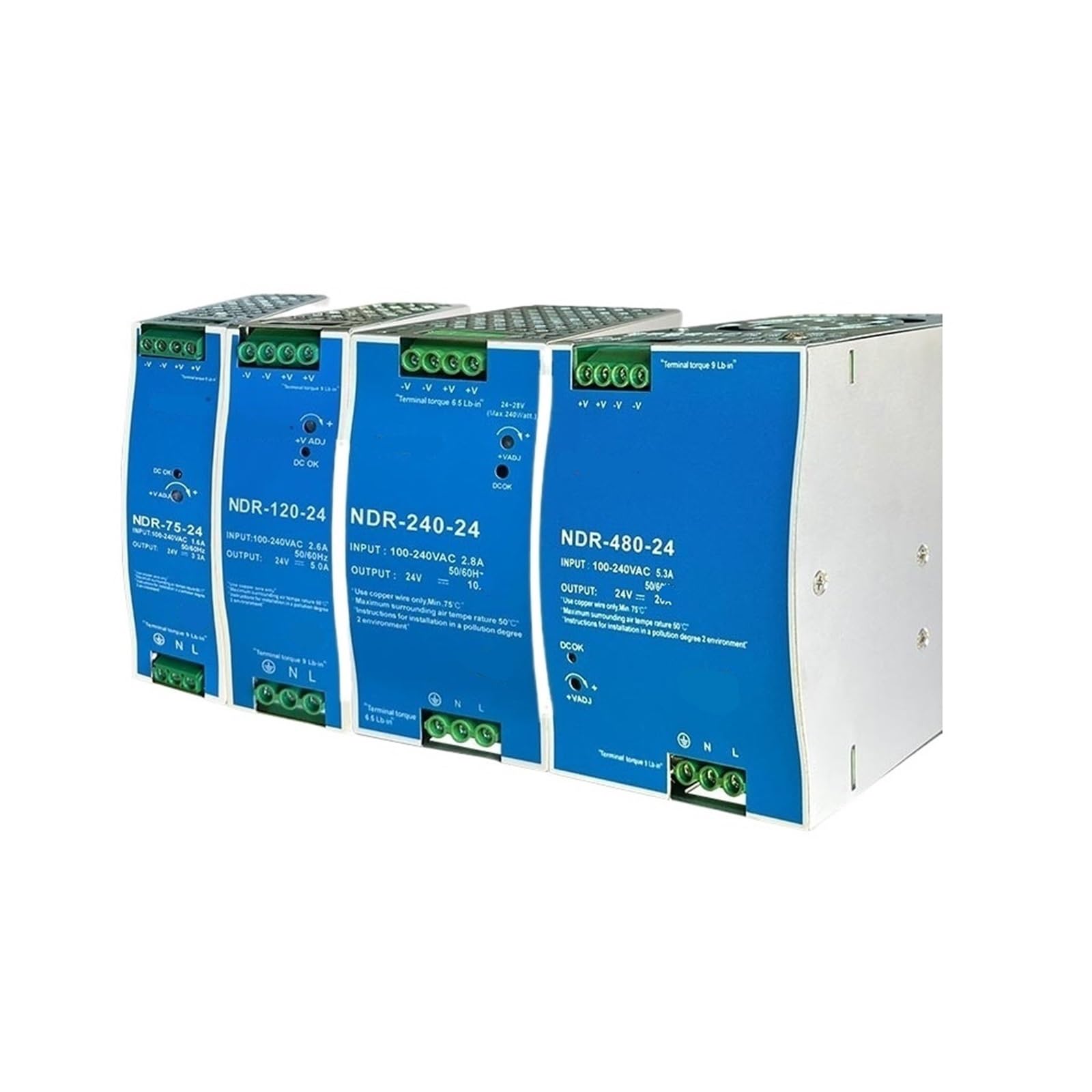 hutschienen-netzteil NDR-75W 120W 240W 480W 12V 24V 48V Schaltnetzteil Industrieller DIN-Schienen-AC/DC-Leistungstransformator mit Einzelausgang(NDR-480-48V 10A)