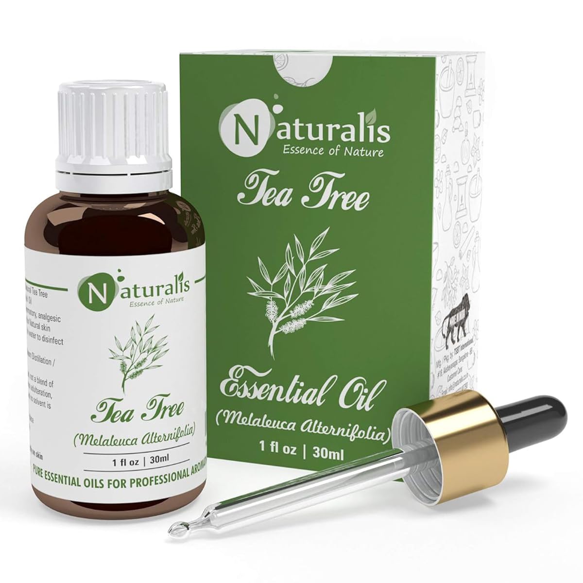 Naturalis Tea Tree Oil for Hair, Acne, Pimples and Scar - Pure and No Dilution Tea Tree Oil - No Solvents - Ideal for Aromatherapy - 30ml