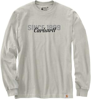 Men's 105424 Relaxed Fit Heavyweight Long-Sleeve Script Graphic T-Shir