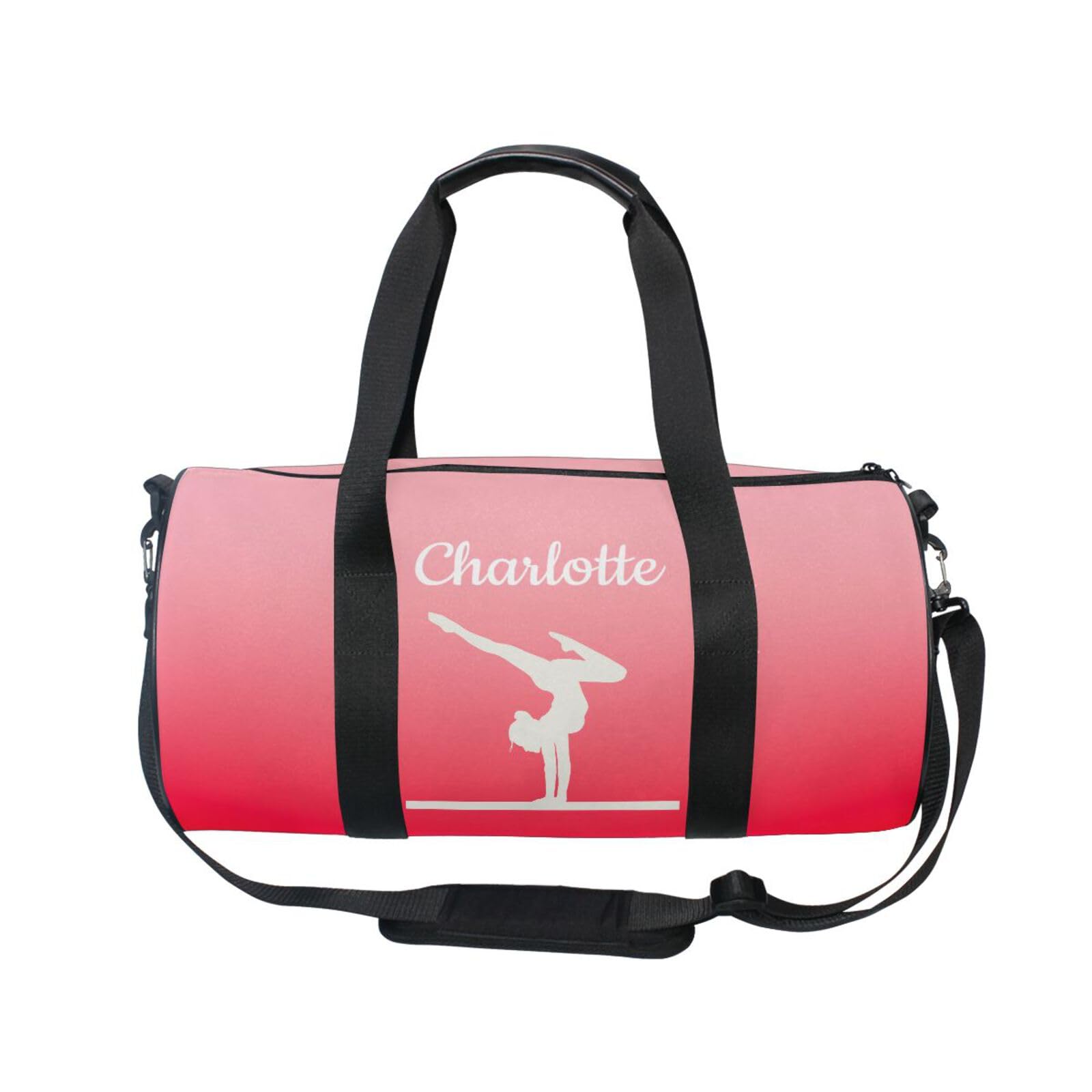 Personalised Gymnastics Bag for Girls Gradient Coral Custom Name Kids Gym Bag Dance Bags Sport Gymnastics Equipment Storage Customise Gymnastics Gifts for Gymnastics
