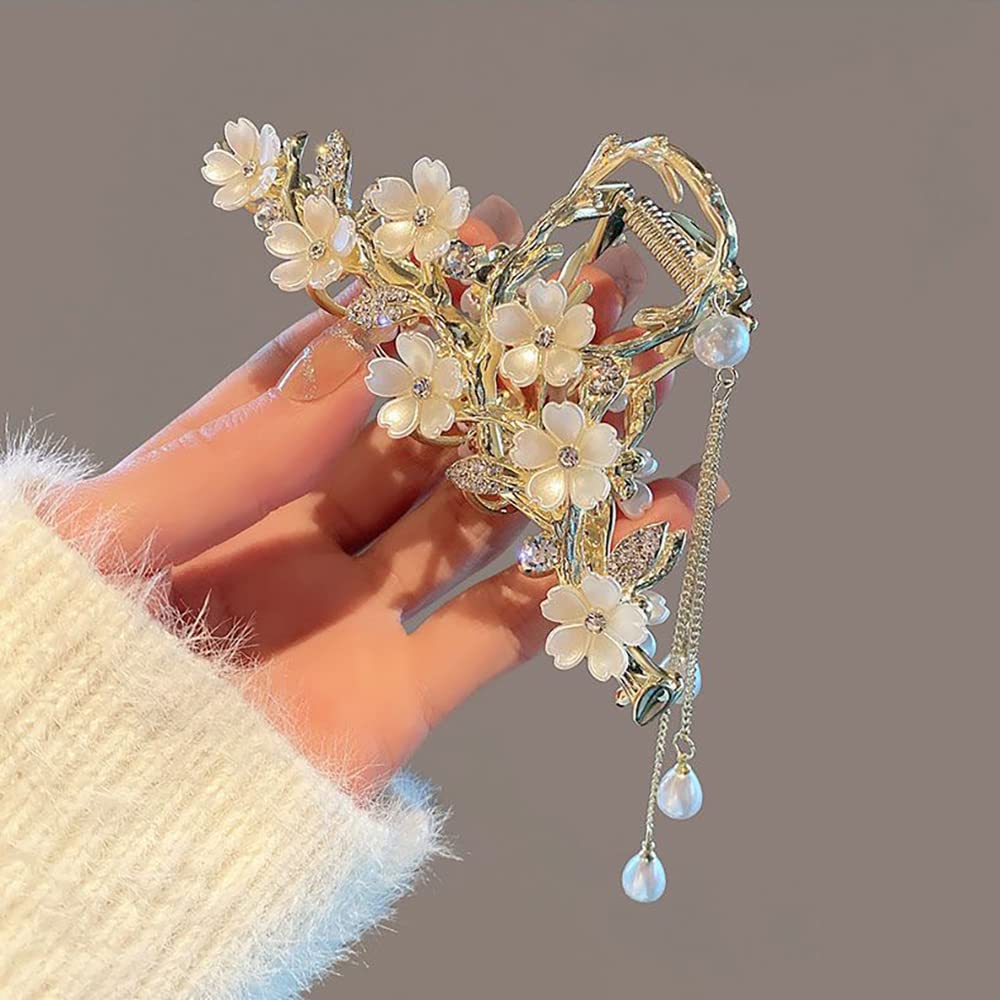 ?? Handmade Premium Freshwater Keshi Pearl Flower ? Crystal Hair Clip Freshwater Pearl Flower Wedding Hair Clip c9636 main image 4