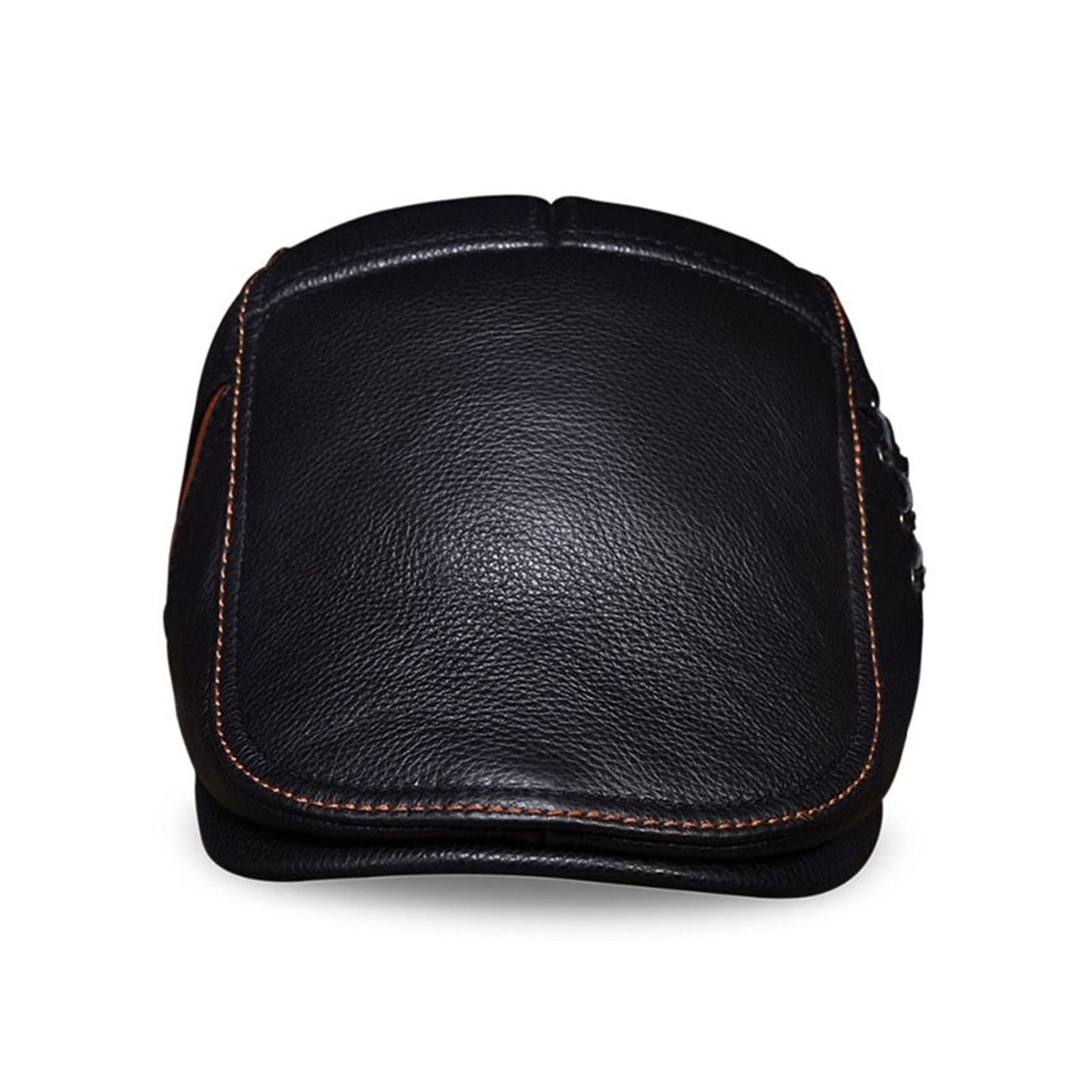 Sp-Ring Uomo Reale Cuoio in Pelle di Mucca Cappuccio Cappello Marca Marca in Vera Pelle Baseball Gatsby Cappelli Newsboy berret Cappelli(Noir,XX-Large)