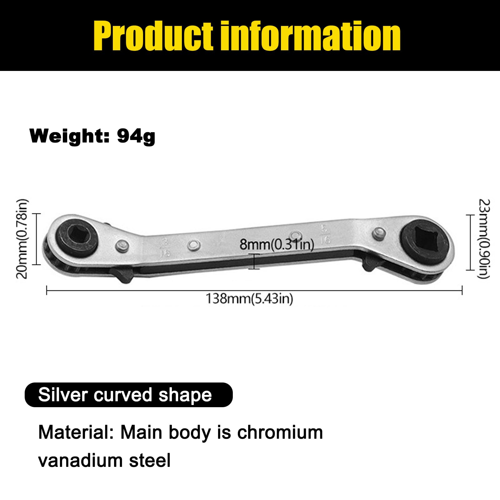 RLMVGBX 4-in-1 Square Ratchet Spanner for HVAC CT-122C Bend Wrench with Quick-Reverse Lever for Refrigeration Valve Service Radiator Spanner for Air Conditioner Freezer Maintenance Tools - Image 2