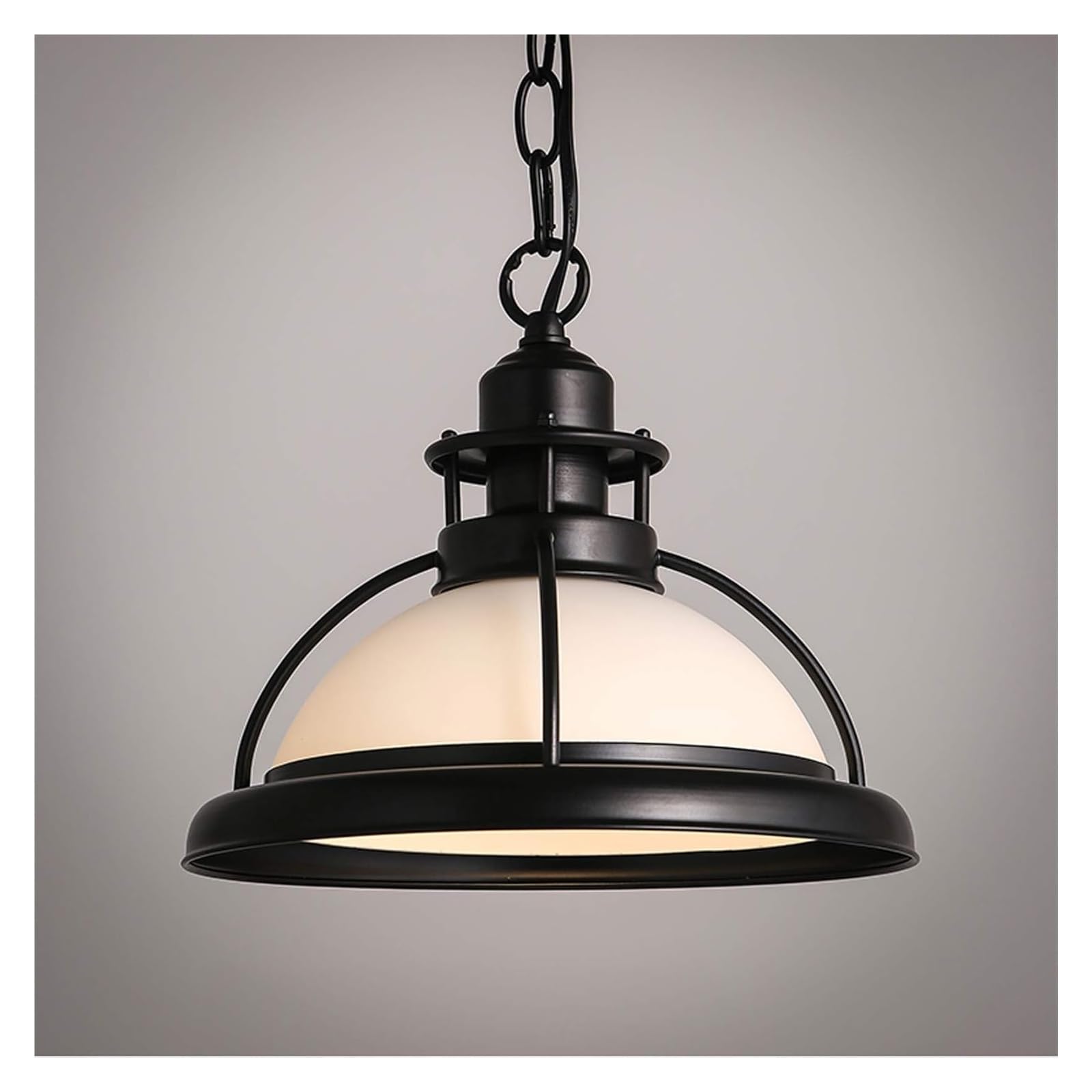 Lustre de style industriel rétro haut de gamme HHYHOME en fer forgé et verre vert de projet