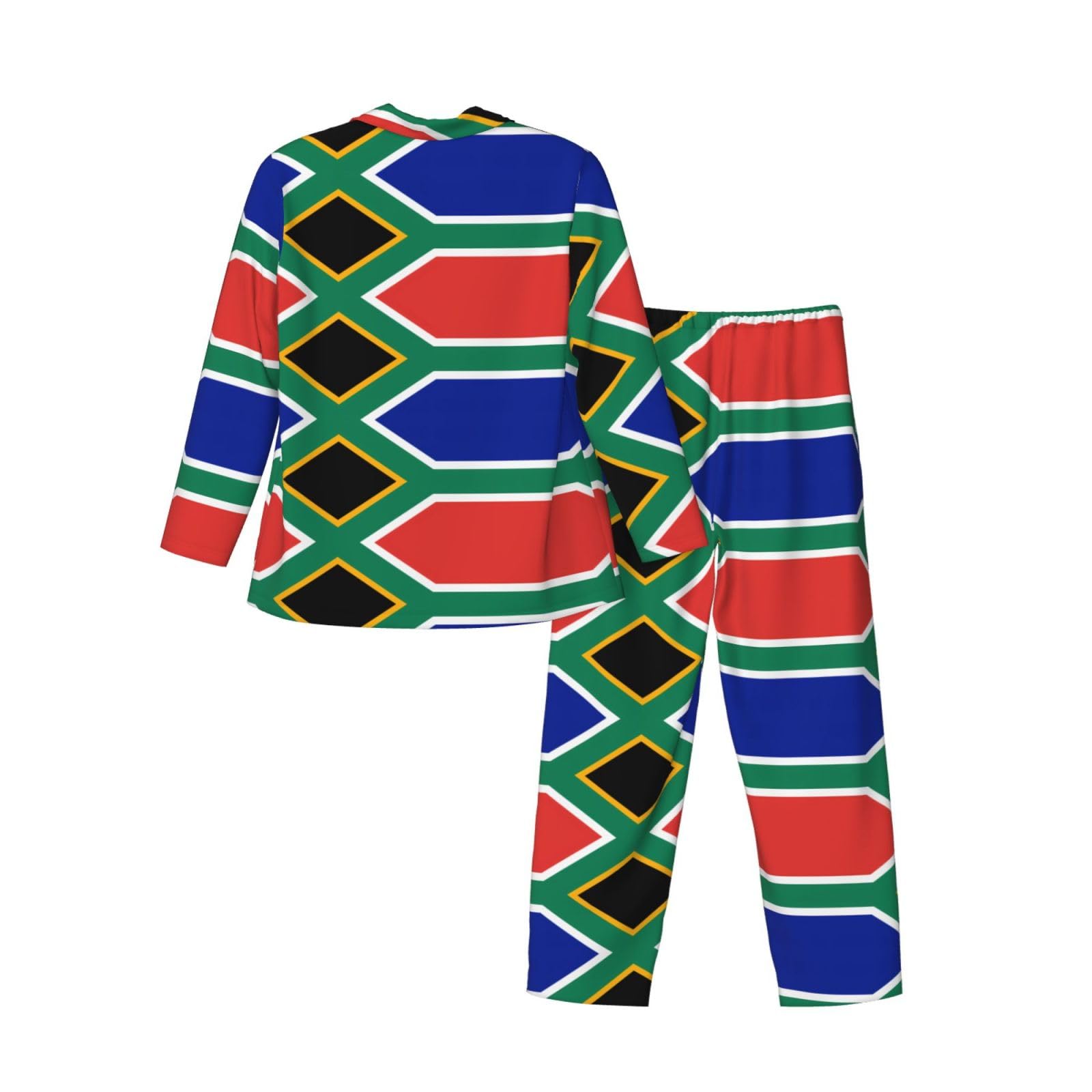 Conjunto de pijama suave para hombre con la bandera de Sudáfrica, pijama de manga larga para hombre, ropa de dormir para descansar