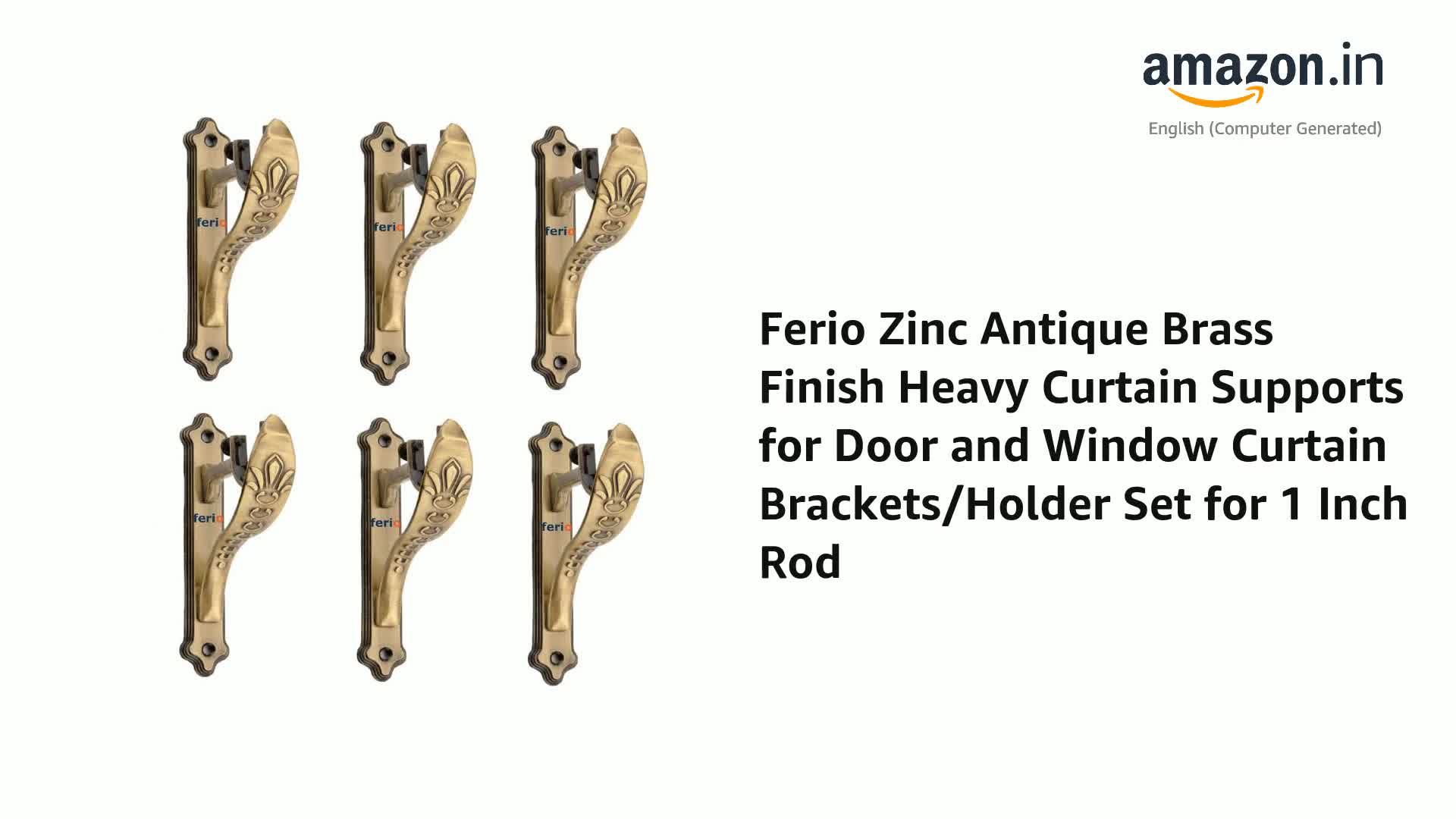 FERIO Antique Brass Curtain Finials - Zinc Alloy Diamond Design For 1 Inch Rod, Set Of 2 - View #3