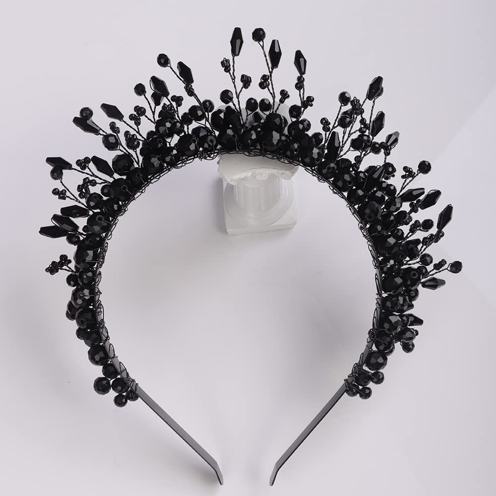 Amazon.com : Teyglen Vintage Black Beads Headband Tiara Hair  display picture 1