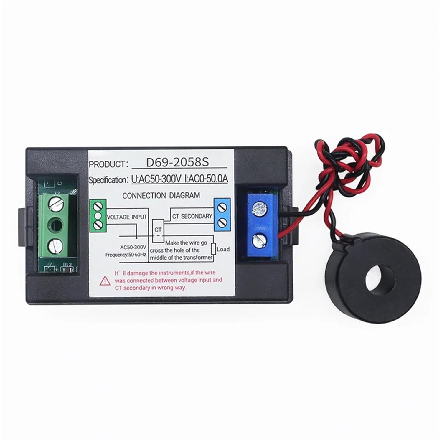 デジタルパネル電力計多機能単相電力量計 AC 電力計 50A 100A 0.1W-9999KW 電圧電流(100A)