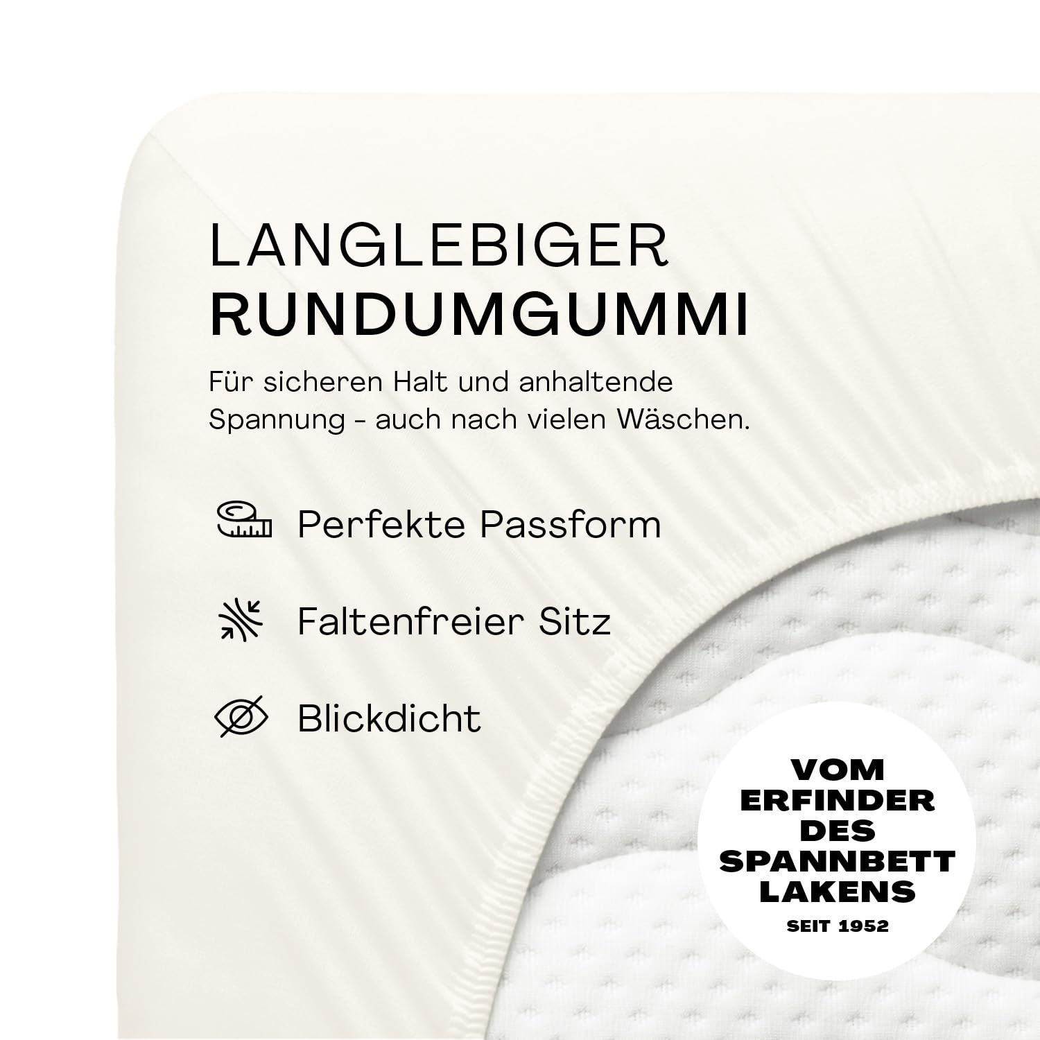 Schlafgut Pure Sábana bajera ajustable 95% algodón orgánico Mako, 5% elastano, fabricada en verde por Oeko Tex (140 x 200 cm hasta 160 x 220 cm, altura del colchón de 18 a 35 cm, blanco roto)
