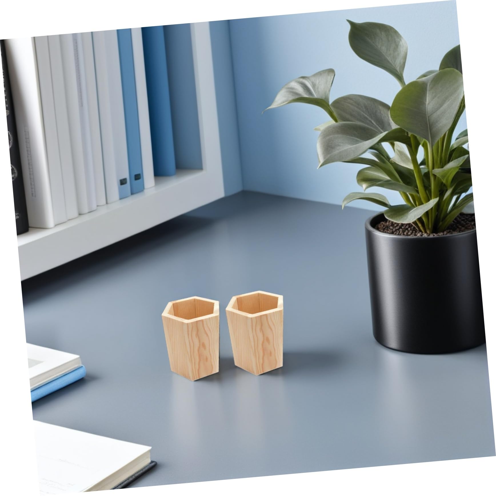 DOITOOL 8 Piezas Portalápices de Madera de Unidades Soporte Multifunción para Bolígrafos y Pinceles Organizador Estable para Oficina y Papelería Decoración Elegante para Escritorio