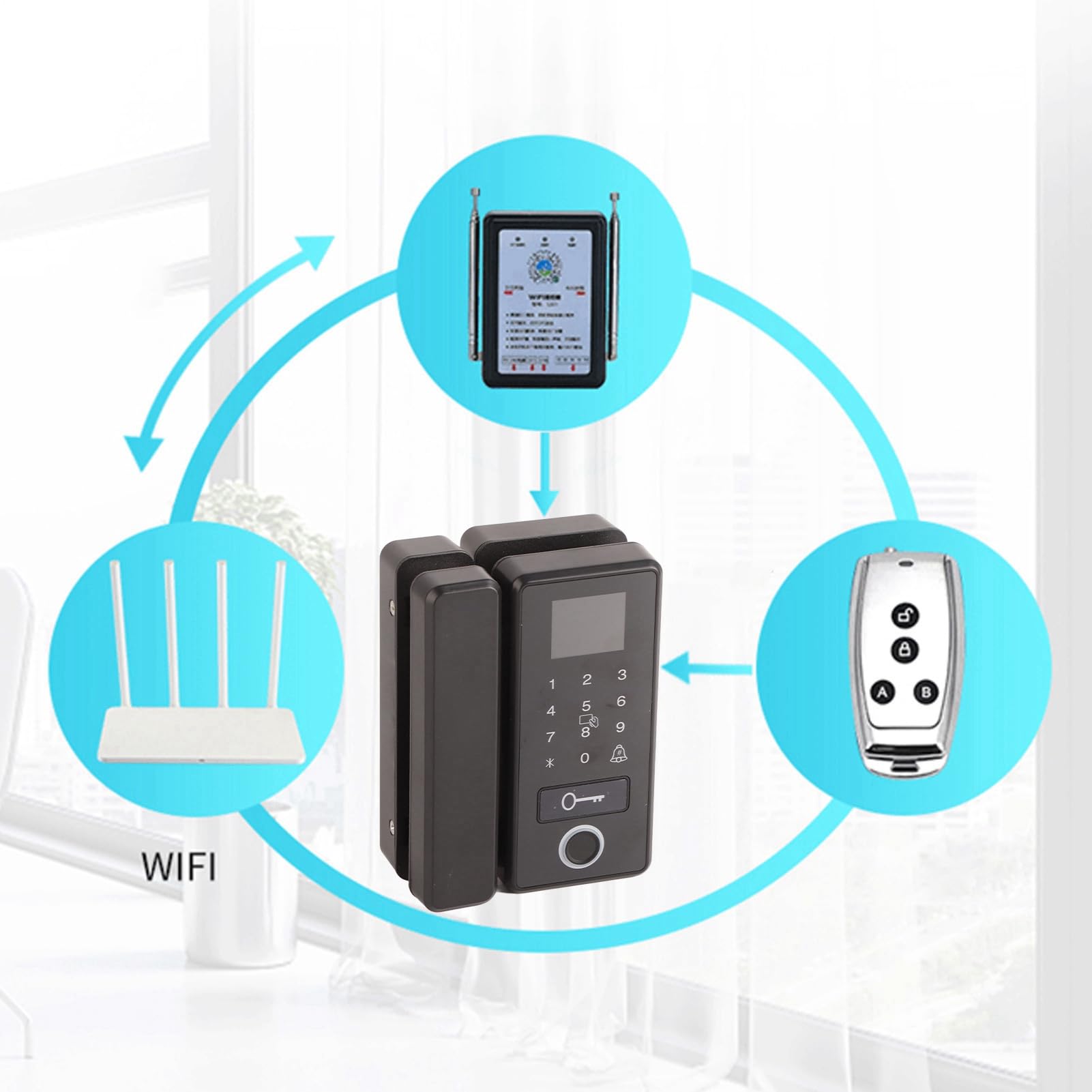 Sensore Dito a Semiconduttore, Password per Impronte Digitali, Serratura per Porta in Vetro Intelligente Umanizzata, Installazione Senza Perforazione, Sicuro e Veloce, con