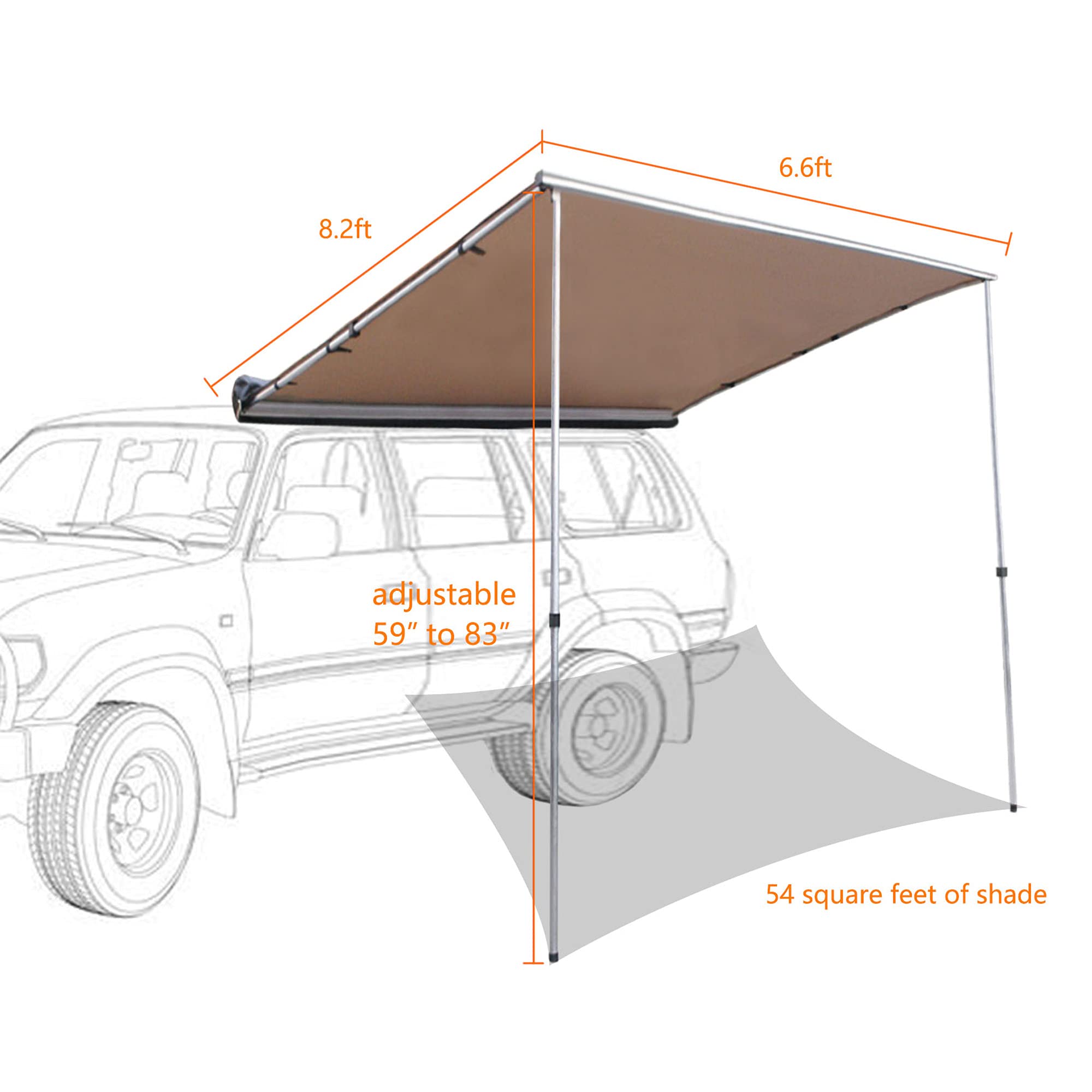 Car Awning Rooftop Tent Replacement RV Awning Shade Roof Rack Awning
