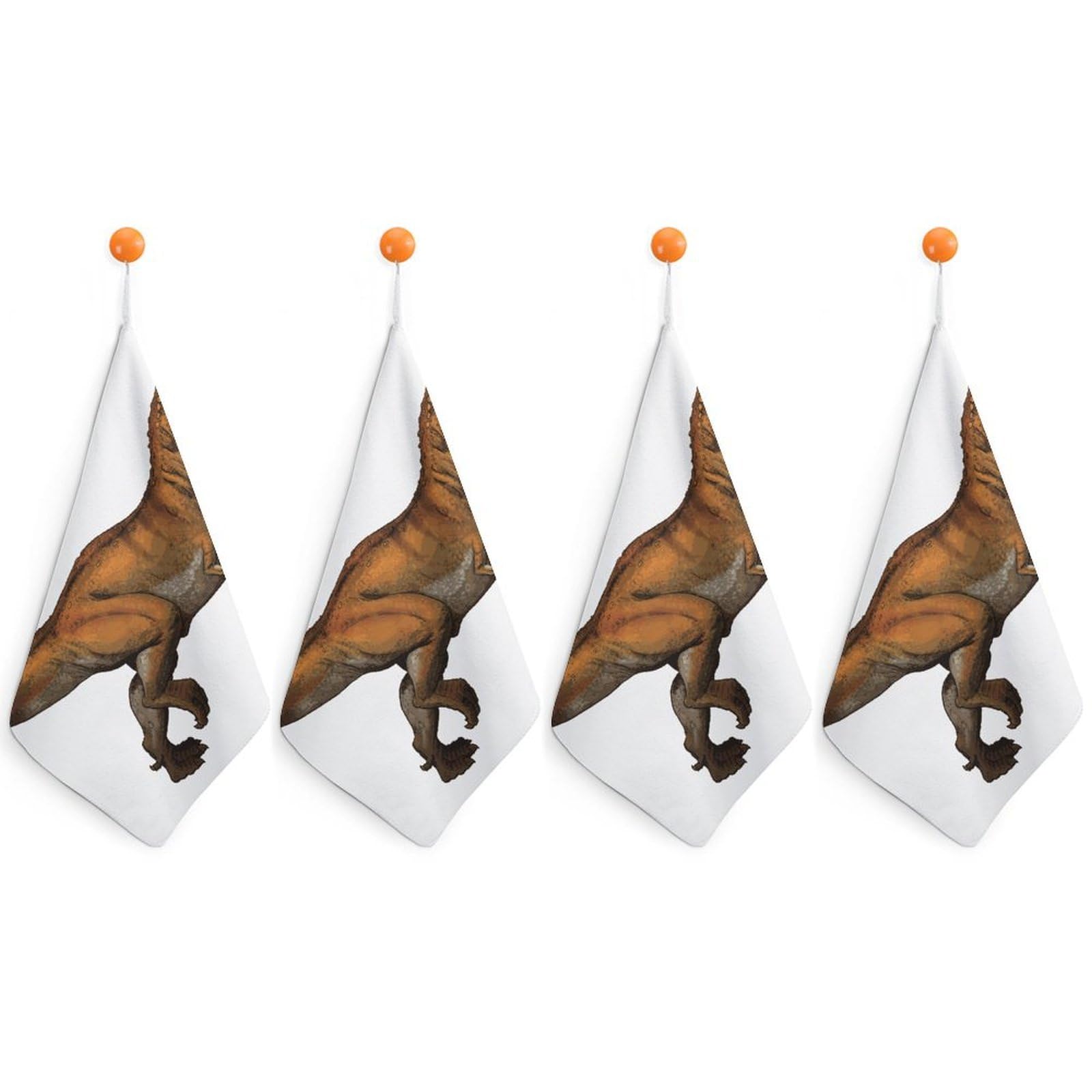 LEDFCVSU 4 Piece Hanging Hand Towels, Walking Dinosaurs Small Dry Hand Towel for Kitchen Bathroom