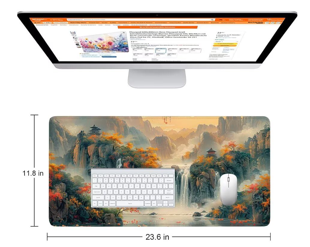 Podkładka pod mysz Jesienna podkładka pod mysz XXL 1200 x 600 mm, podkładka pod mysz krajobrazowa z podstawą antypoślizgową, trwała i wodoodporna konstrukcja, poprawia precyzję i szybkość, akcesoria
