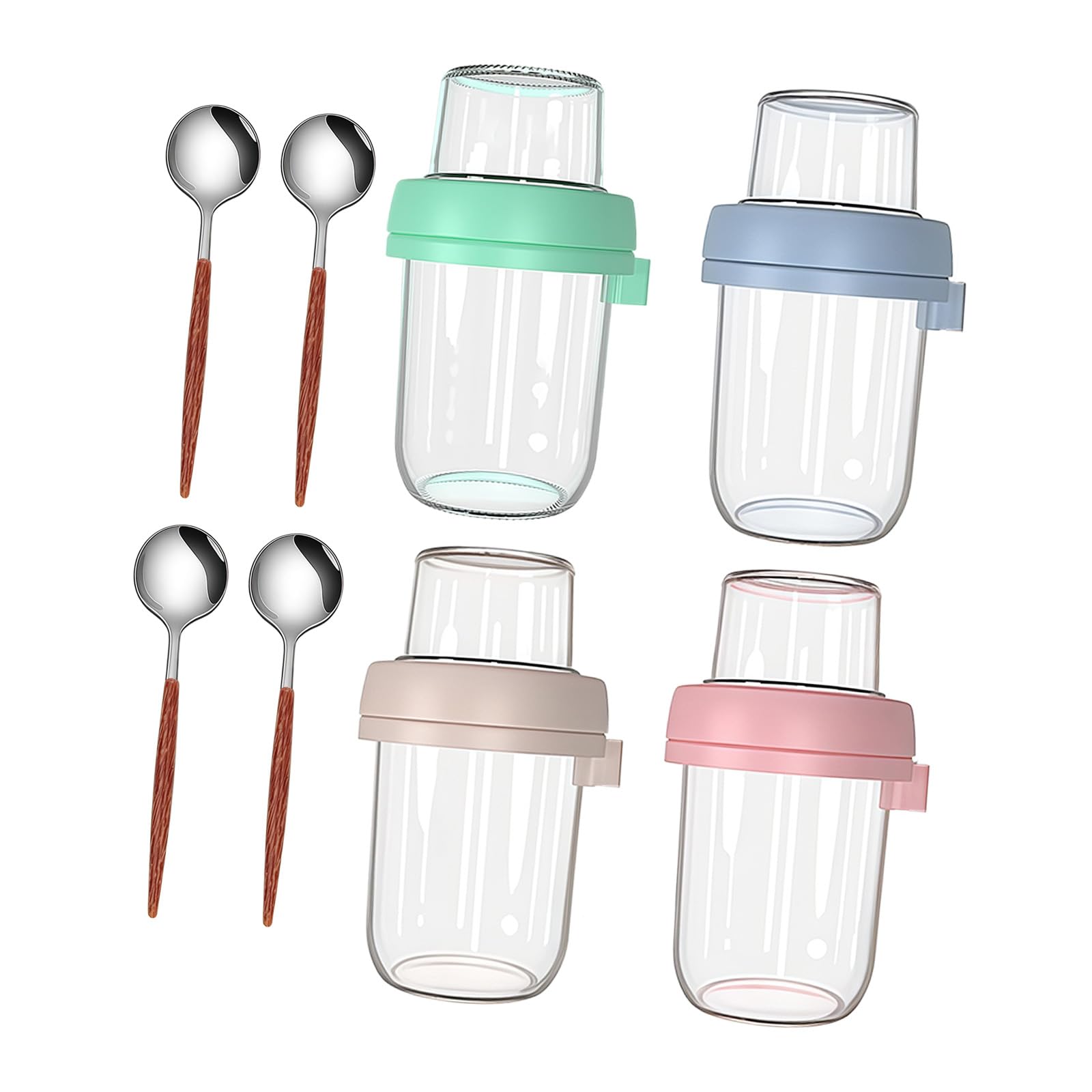 KAHDGSS Glass Jar with Lid Yogurts Parfaits Cups Ideal for Overnight Oats Parfaits and Fruit Salads Overnight Oats Container with Lid and Spoon