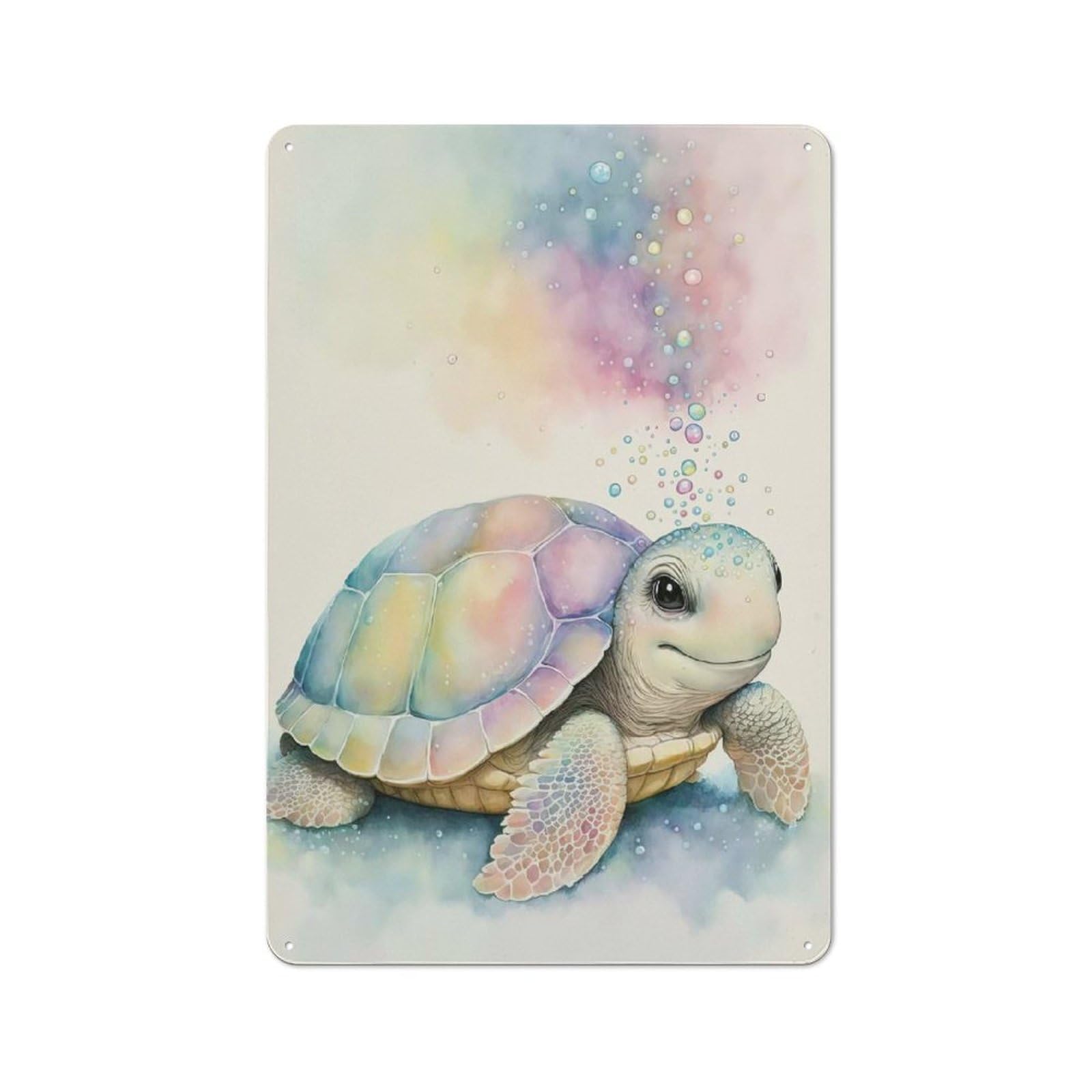 Junmoney Sweet Turtle In Pastel Shed Style Rustic Tin Sign 30X20cm Featuring Utility Space Decor For Conservatory, Home Bar Or Utility Room