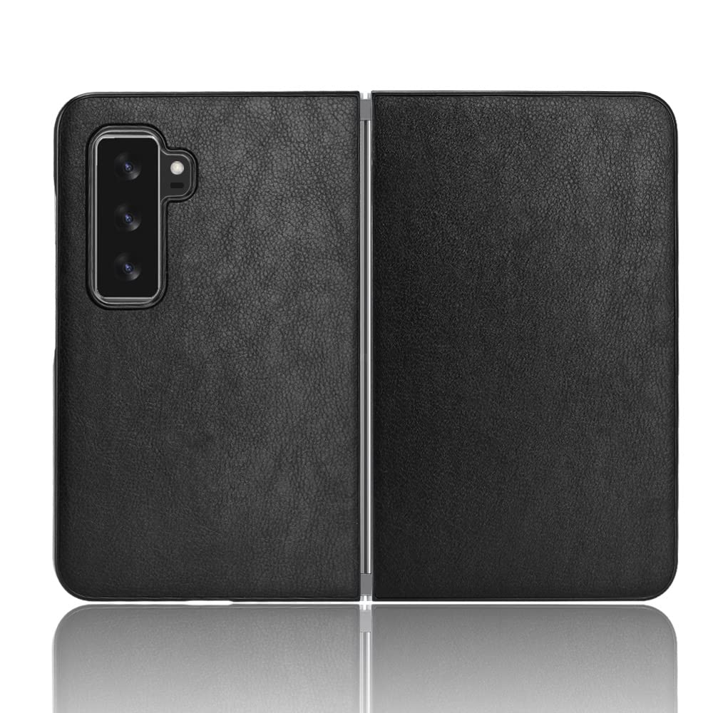 XDMEIfor Microsoft Surface Duo 2 Case Luxury PU Leather Hybrid PC Phone Case Elegant Lightweight Slim Shockproof Protective Cover (Black)