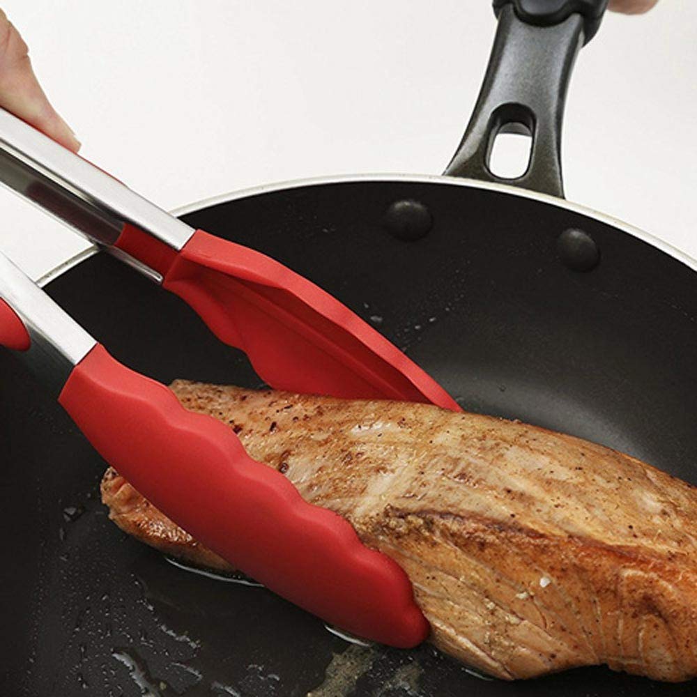 RajoNN Pinzas de Silicona para Barbacoa, Pinzas para Servir Ensalada, Pinzas de Cocina antiadherentes para Barbacoa y Barbacoa