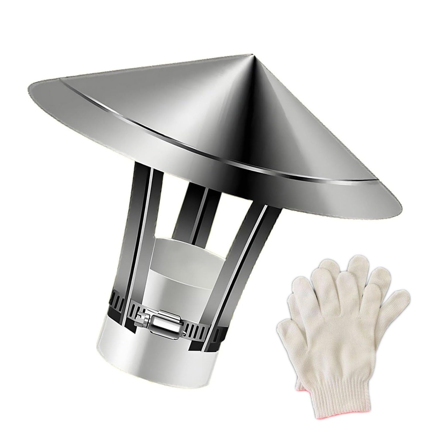 IGNVXMGKP Chimney Cap 201 Stainless Steel Chimney Rain Cap for Outside, Round Stove Pipe Cover Adjustable, 2 in/3 in/4 in/6 in/9 in Stove Pipe/Fireplace/Roof Exhaust Vent Caps(6.7in)