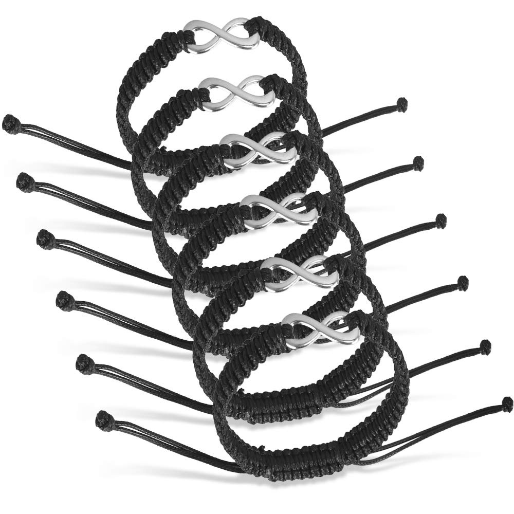 Braccialetti Intrecciati Relazionali - 4 Pezzi Regolabili | Per Coppie, Amicizia, Famiglia (nero E Bianco) - Foto 6