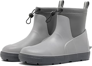 Men's Deck Boots, Waterproof Ankle Rain Boots for Fishing & Boating
