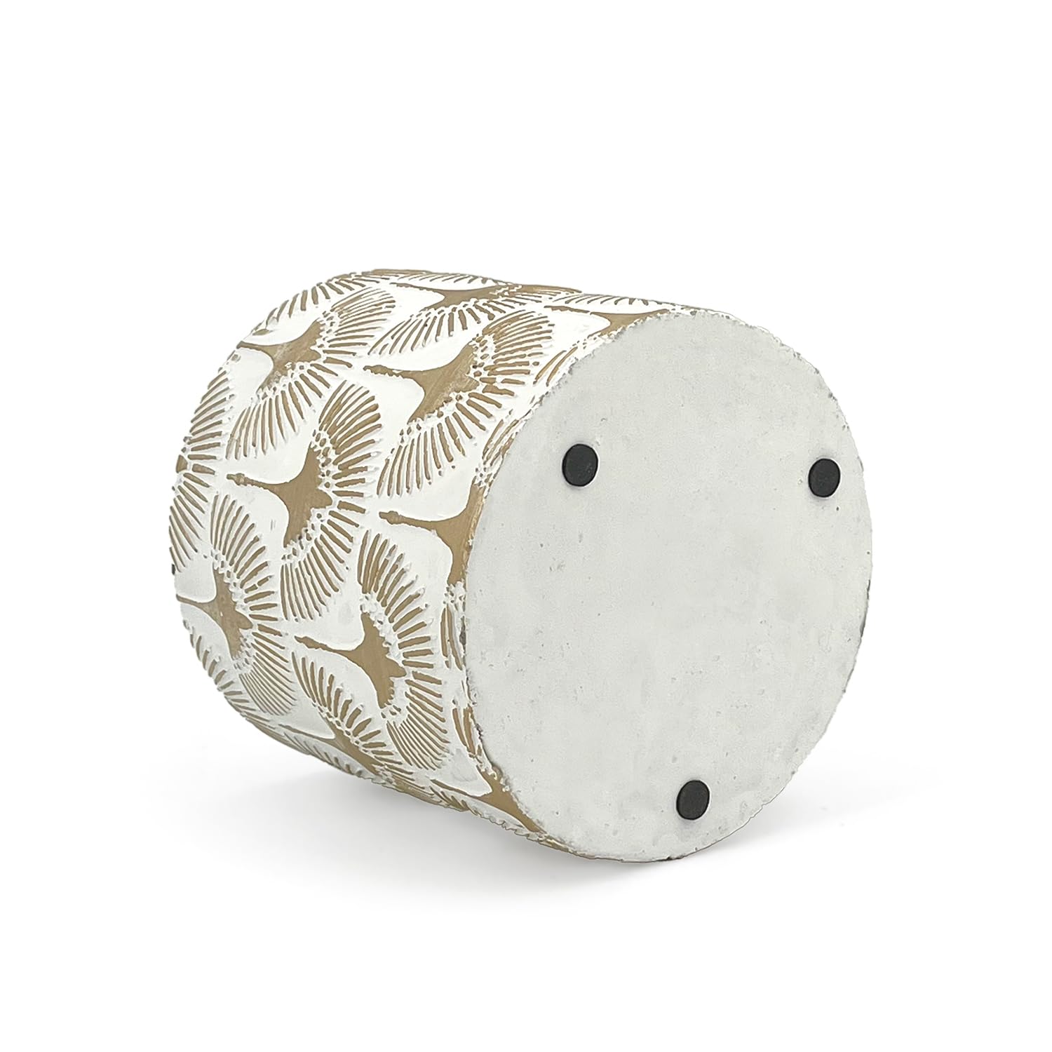 Élégant Pot en Terre Cuite avec phéniciens dorés | Blanc et Or | diamètre 17,5 cm, Hauteur 16 cm | Vese décoratif pour Plantes succulentes, Fleurs et Cactus | Pot d'intérieur Moderne