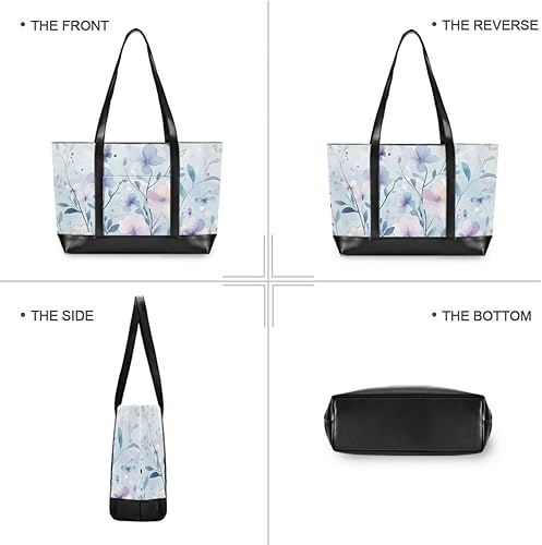 Miniatura 3 de Simple Fresh Blue Flower Bloom professional tote laptop bag for women with zipper work tote bags with lunch maletin ejecutivo para mujer