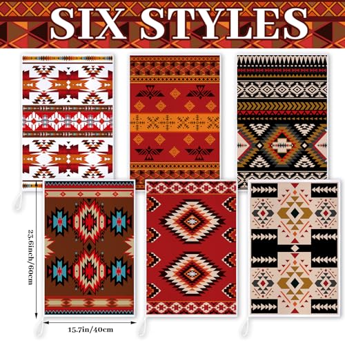 Image of Bencailor 6 Pcs Aztec Kitchen Towels Decorative Sets Dish Towels Absorbent Fast Drying Hand Tea Vintage Hanging Reusable Cleaning Dishcloths for Cooking Farmhouse Bathroom Accessory