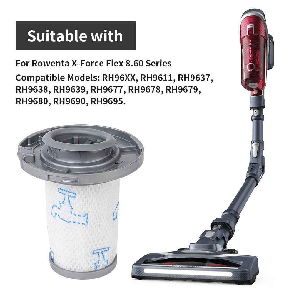 YanBan Filtri da 4 pezzi, compatibili con Rowenta X-Force Flex 8.60 RH96XX, RH9637 RH9638 RH9639 RH9677, per la serie X-PERT 6.60 RH68XX, RH6821WO, RH6837WO, RH6838WO, codice articolo ZR009006