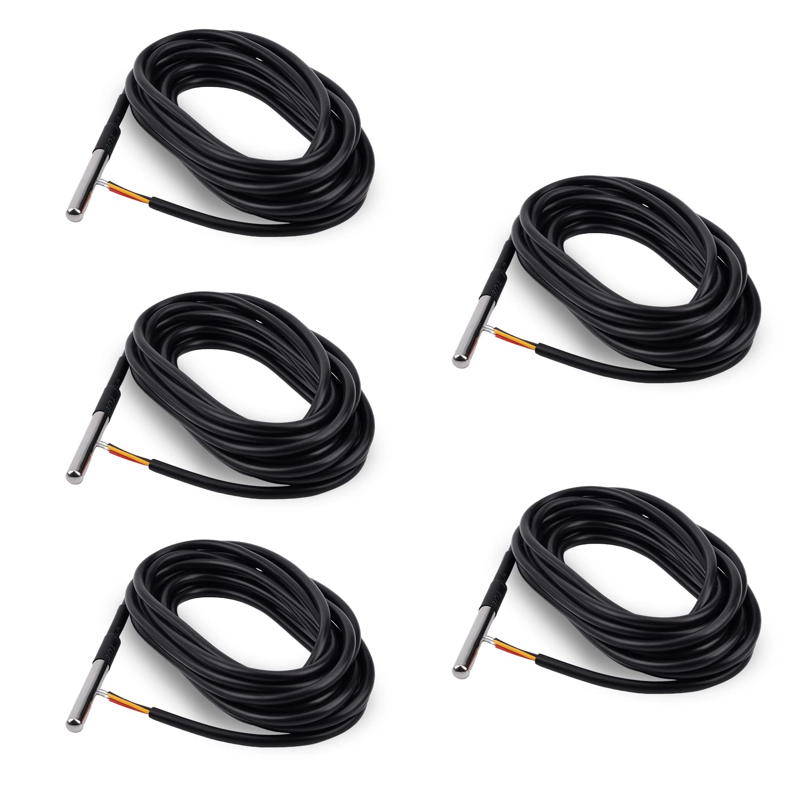 Aideepen 5 x 3 m Kabel, Kabeltemperatur Digitaler Sondensensor Edelstahlsonde, genaue Ablesung, Temperatur -55 ° C bis 125 ° C